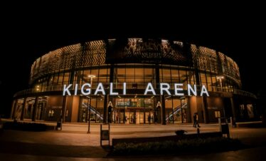 Night view of Kigali Arena illuminated, a premier events and sports venue in Rwanda, highlighted by Wildforms Safaris.
